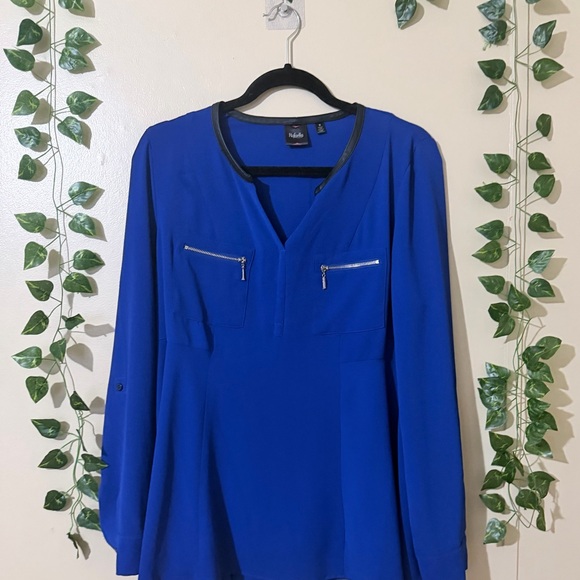 Rafaella Royal Blue Blouse with Zipper Accents - Picture 2 of 9